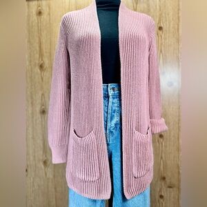 🟢Women’s Madewell Dried Petal Pink Nolan Ribbed Pocket Sweater Cardigan XS